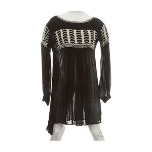 Ralph Lauren Blue Label Small Silk Black Sheer Mesh Embroidered Dress